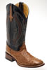 Ferrini® Men's Full Quill Ostrich Square Toe Boots - Cognac/Navy
